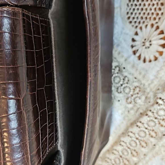 Vintage Brighton Donna Classic Tote Chocolate Croco Leather Shoulder Bag Purse - Picture 5 of 16